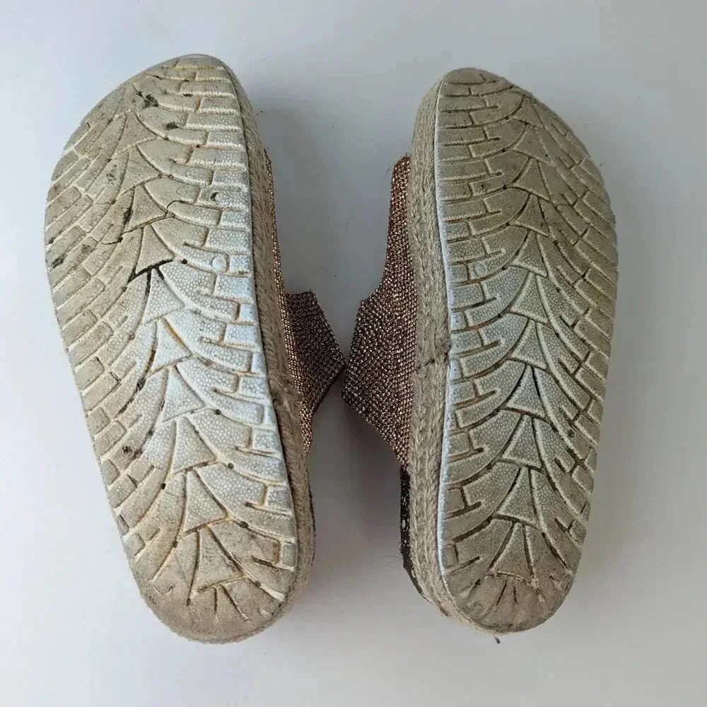 Rose Gold Espadrille Strappy Sandals
